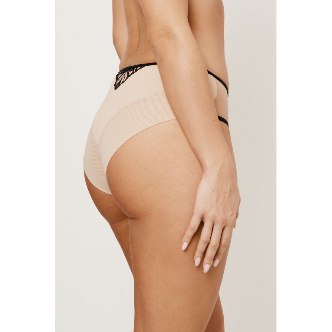 REBECCA BEIGE/BLACK Mini Трусы бразильяно